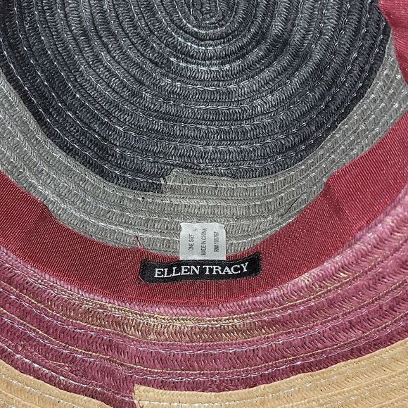 Ellen Tracy 5" Wide Brim Floppy Sun Beach Hat Gold Hardware - Picture 4 of 9